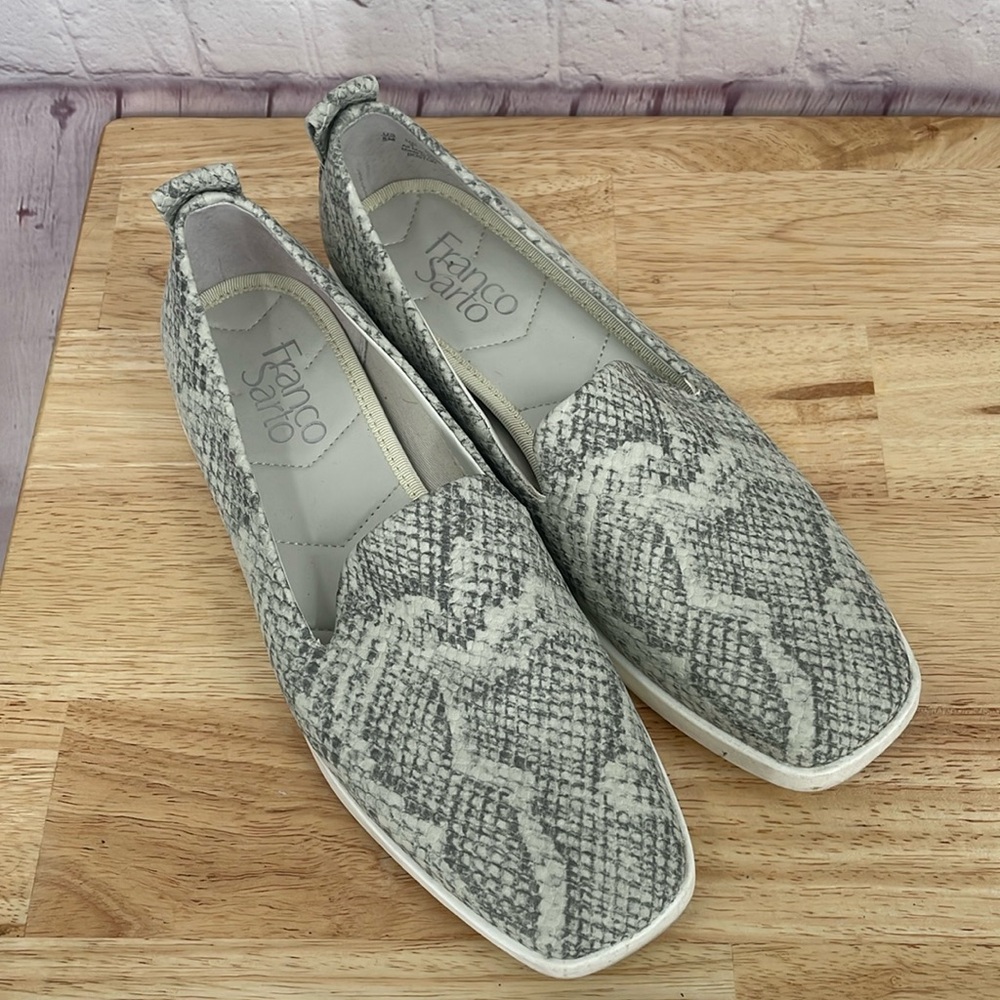 Franco Sarto Snake Print Grey Loafers Slide On Boston 6 Women’s Euc